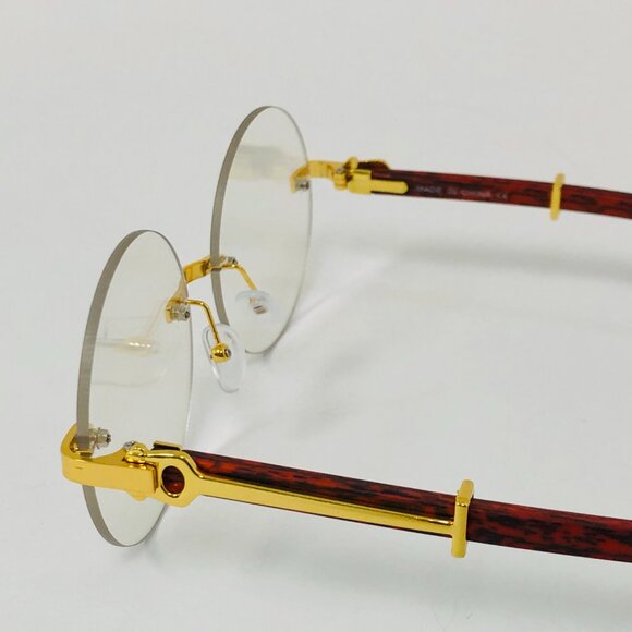Round Clear Lens‎ Rimless Men Sunglasses Gold Frame Hip Hop Style Classic Shades - Picture 2 of 4